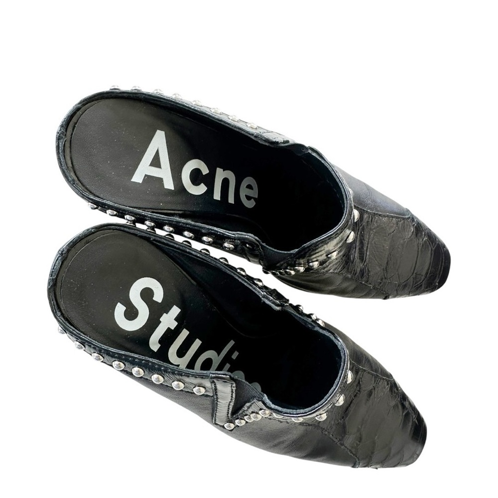 Acne Studios • Karmir Studded Croc-effect Leather Mules In Black - Picture 6 of 14